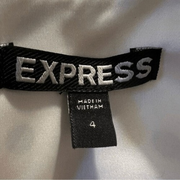 EXPRESS White With Black Polka Dot Skater Dress Full Zip Back EUC 4 - Picture 9 of 9